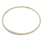 10Cttw Round Shaped Lab Grown Diamond (F/VS) Graduating Half  Riviera Necklace in 14K Gold