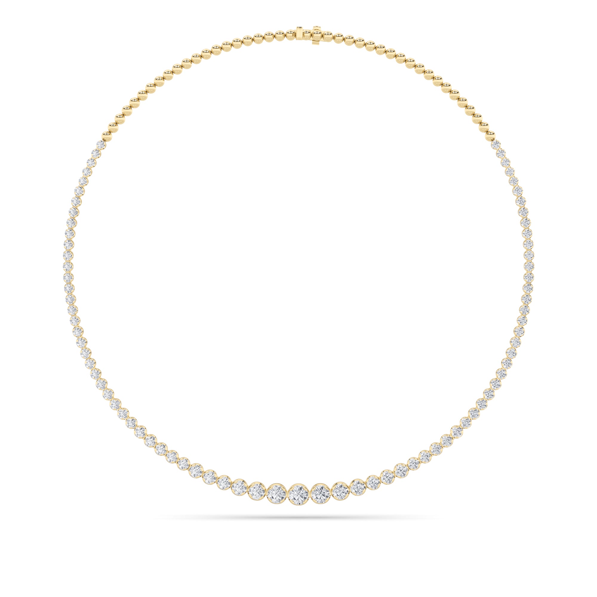 15Cttw Round Shaped Lab Grown Diamond (F/VS) Graduating Half Riviera Necklace in 14K Gold