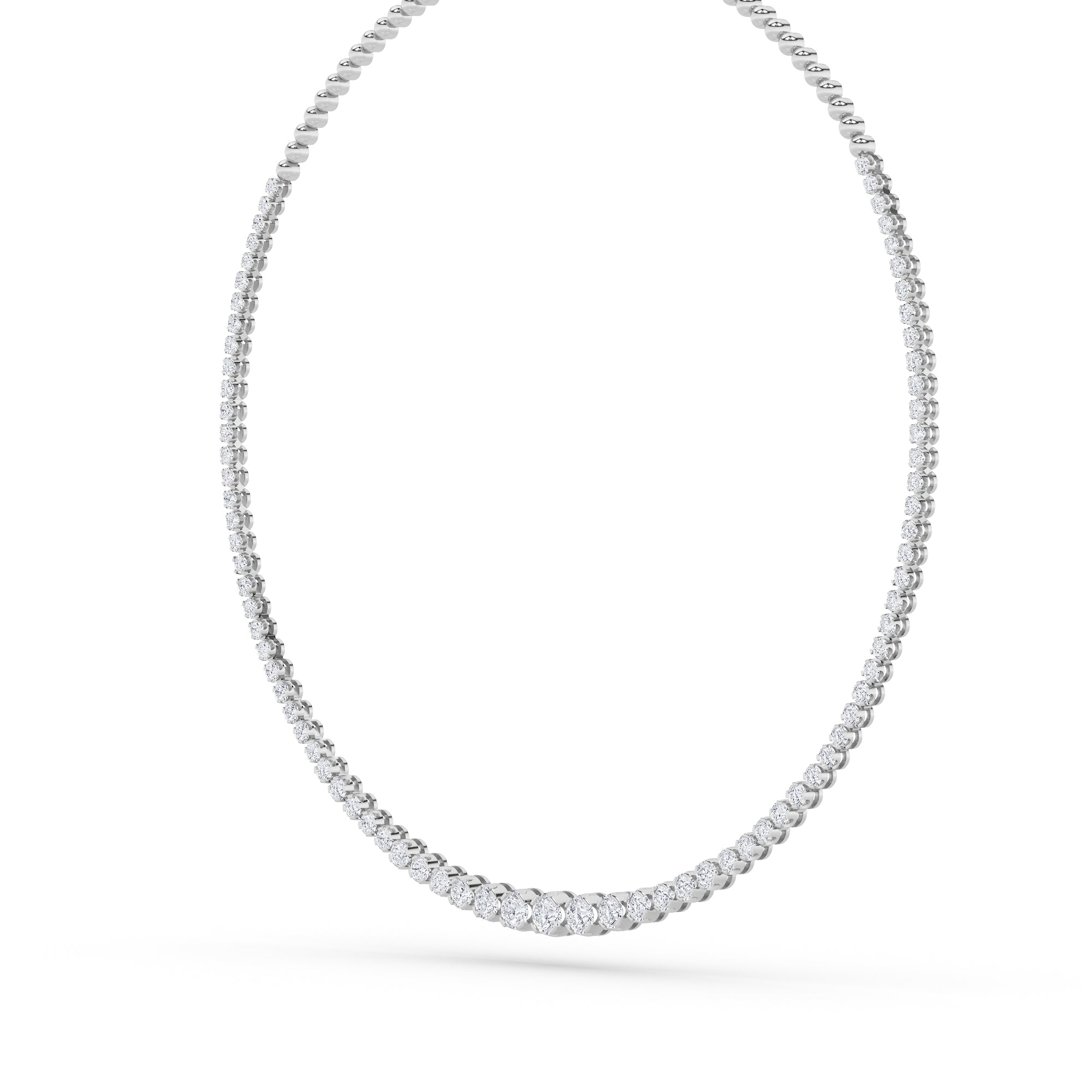 7Cttw Round Shaped Lab Grown Diamond (F/VS) Graduating Half  Riviera Necklace in 14K Gold