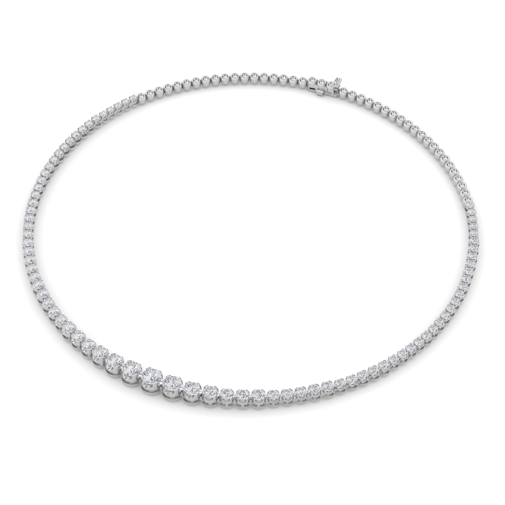 7Cttw Round Shaped Lab Grown Diamond (F/VS) Graduating Half  Riviera Necklace in 14K Gold
