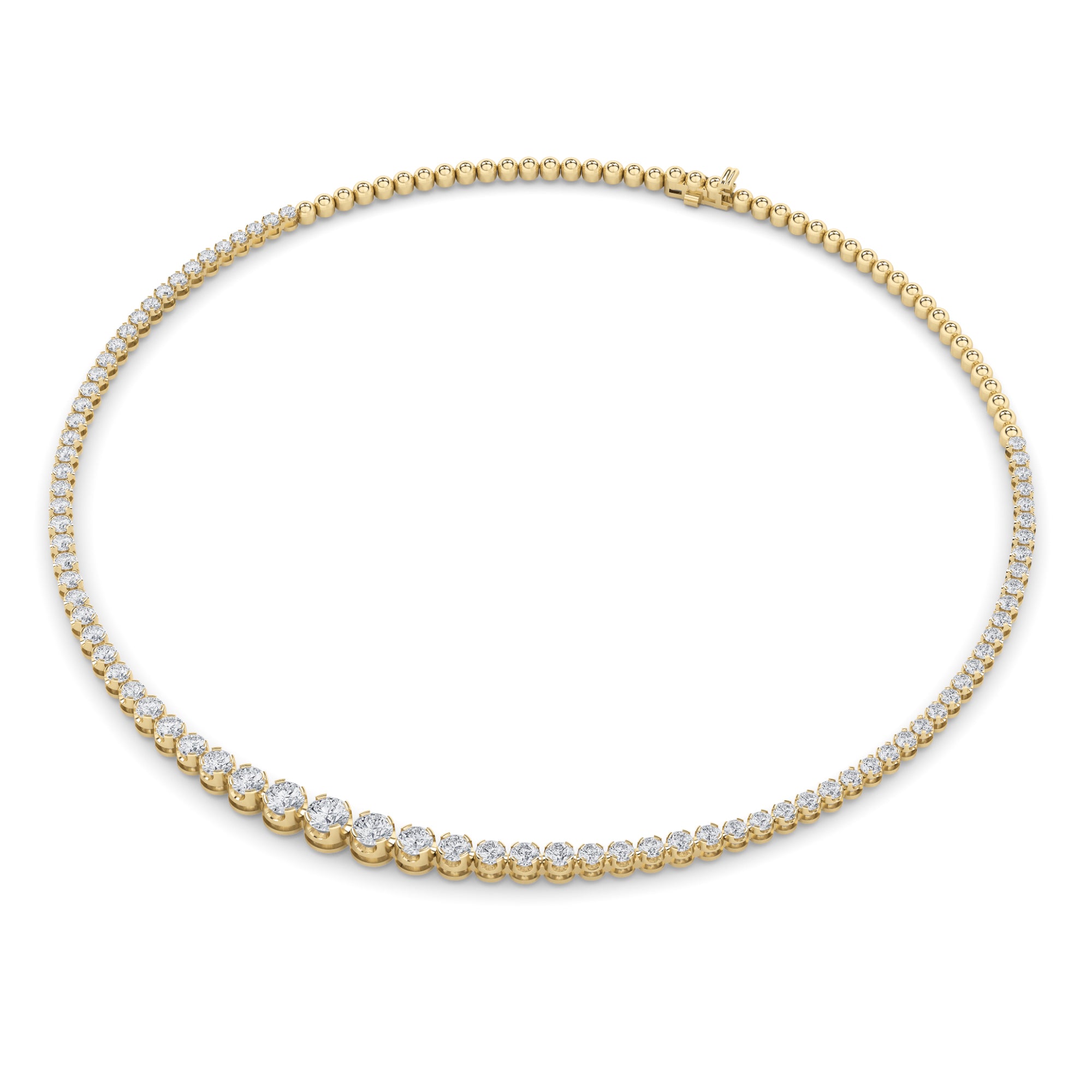 7Cttw Round Shaped Lab Grown Diamond (F/VS) Graduating Half  Riviera Necklace in 14K Gold