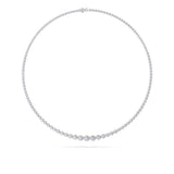 10Cttw Round Shaped Lab Grown Diamond (F/VS) Graduating Full Riviera Necklace in 14K Gold