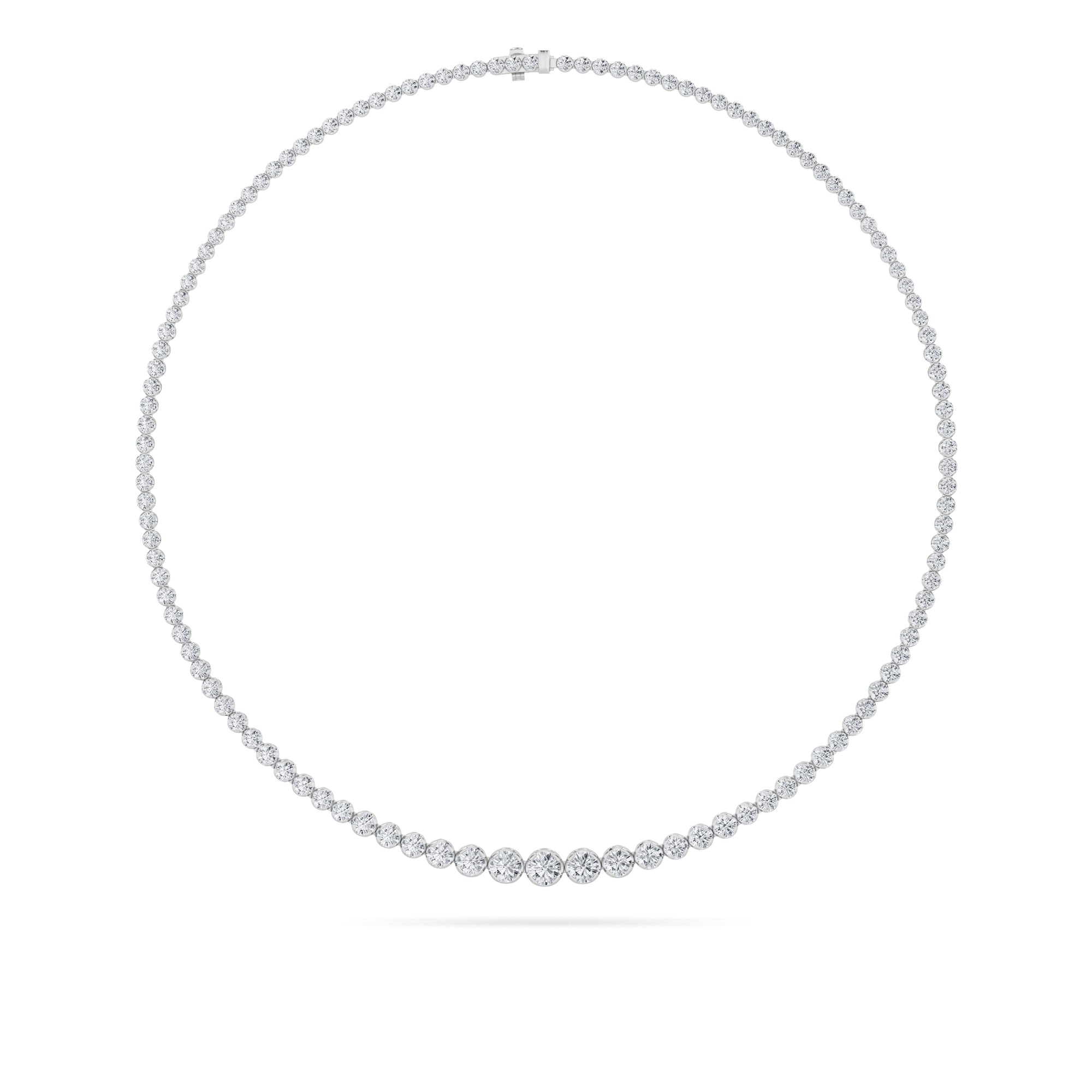 10Cttw Round Shaped Lab Grown Diamond (F/VS) Graduating Full Riviera Necklace in 14K Gold
