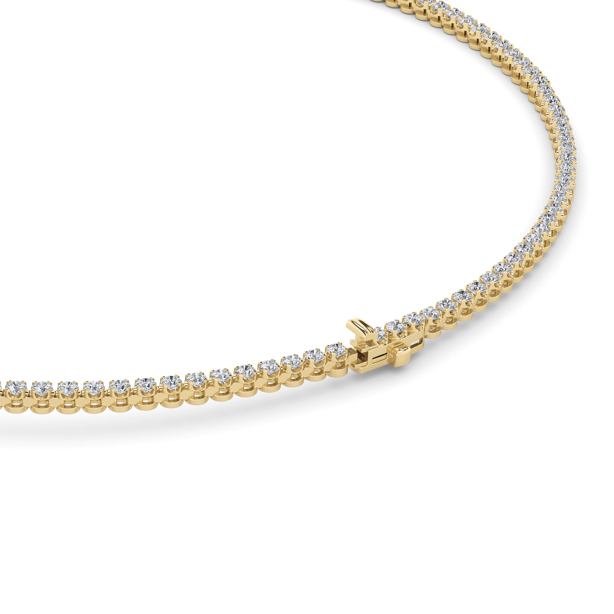 10Cttw Round Shaped Lab Grown Diamond (F/VS) Graduating Full Riviera Necklace in 14K Gold