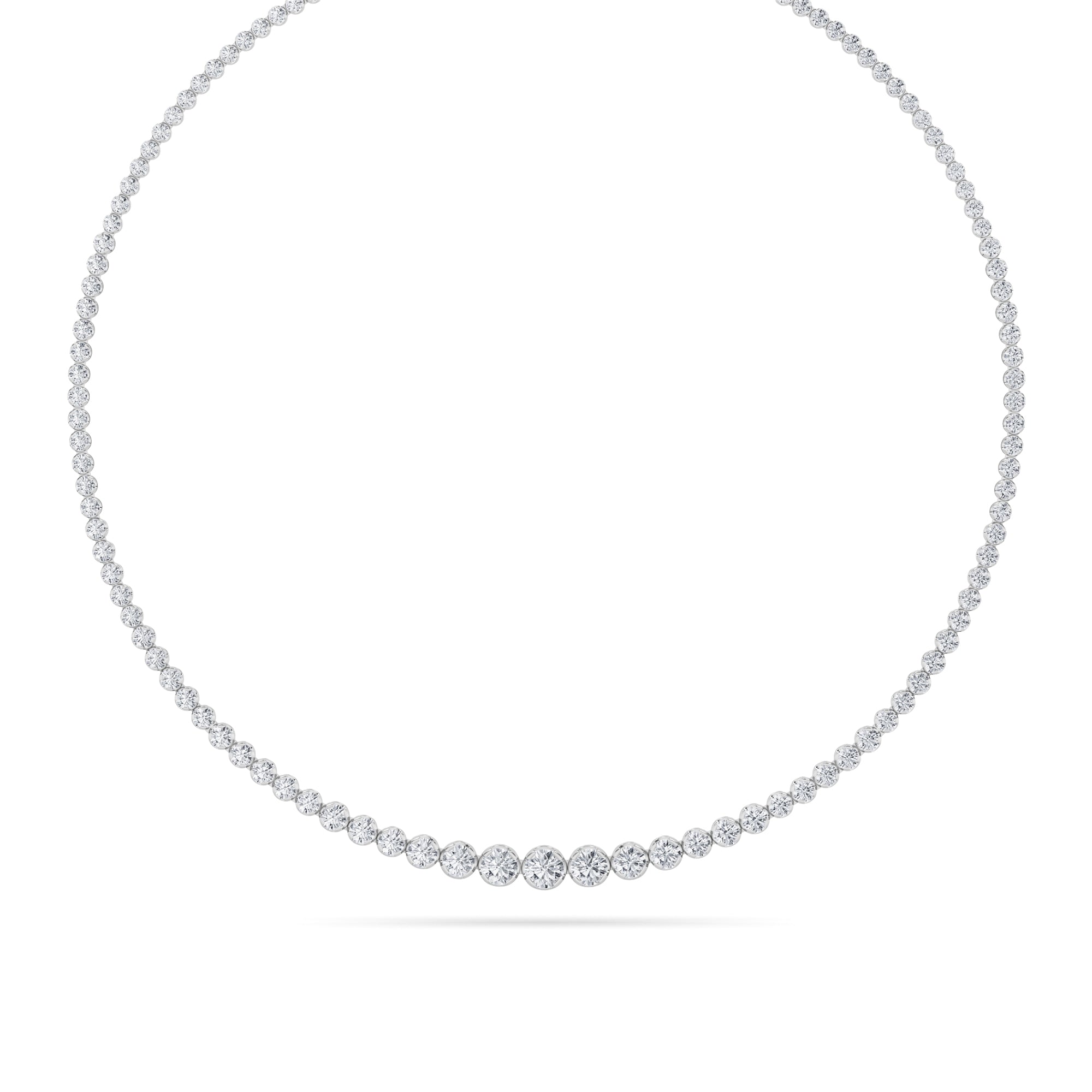 15Cttw Round Shaped Lab Grown Diamond (F/VS) Graduating Full Riviera Necklace in 14K Gold