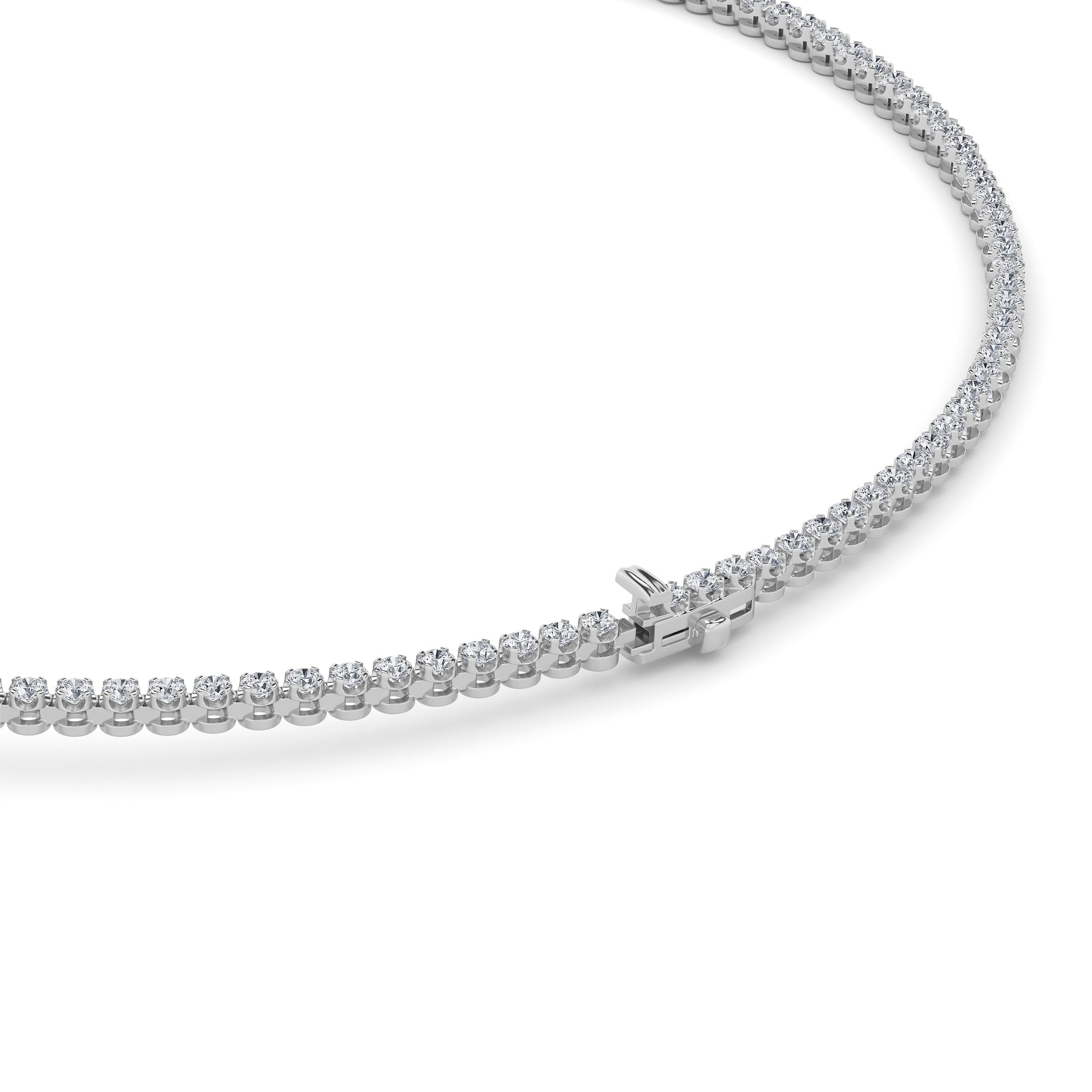 15Cttw Round Shaped Lab Grown Diamond (F/VS) Graduating Full Riviera Necklace in 14K Gold