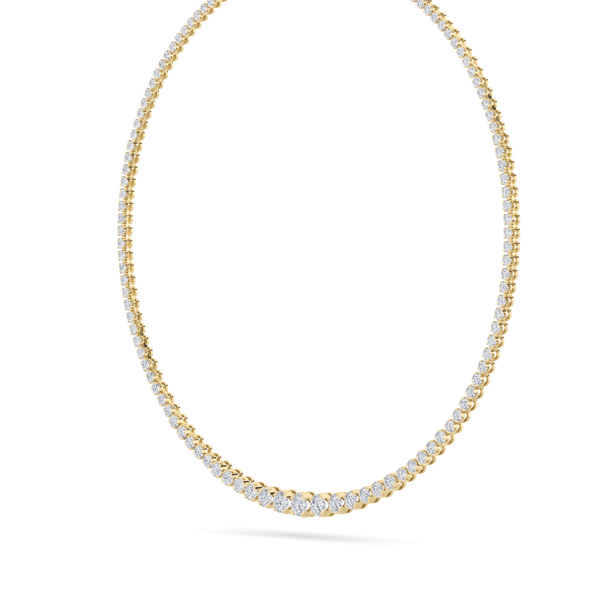 7Cttw Round Shaped Lab Grown Diamond (F/VS) Graduating Half Riviera Necklace in 14K Gold