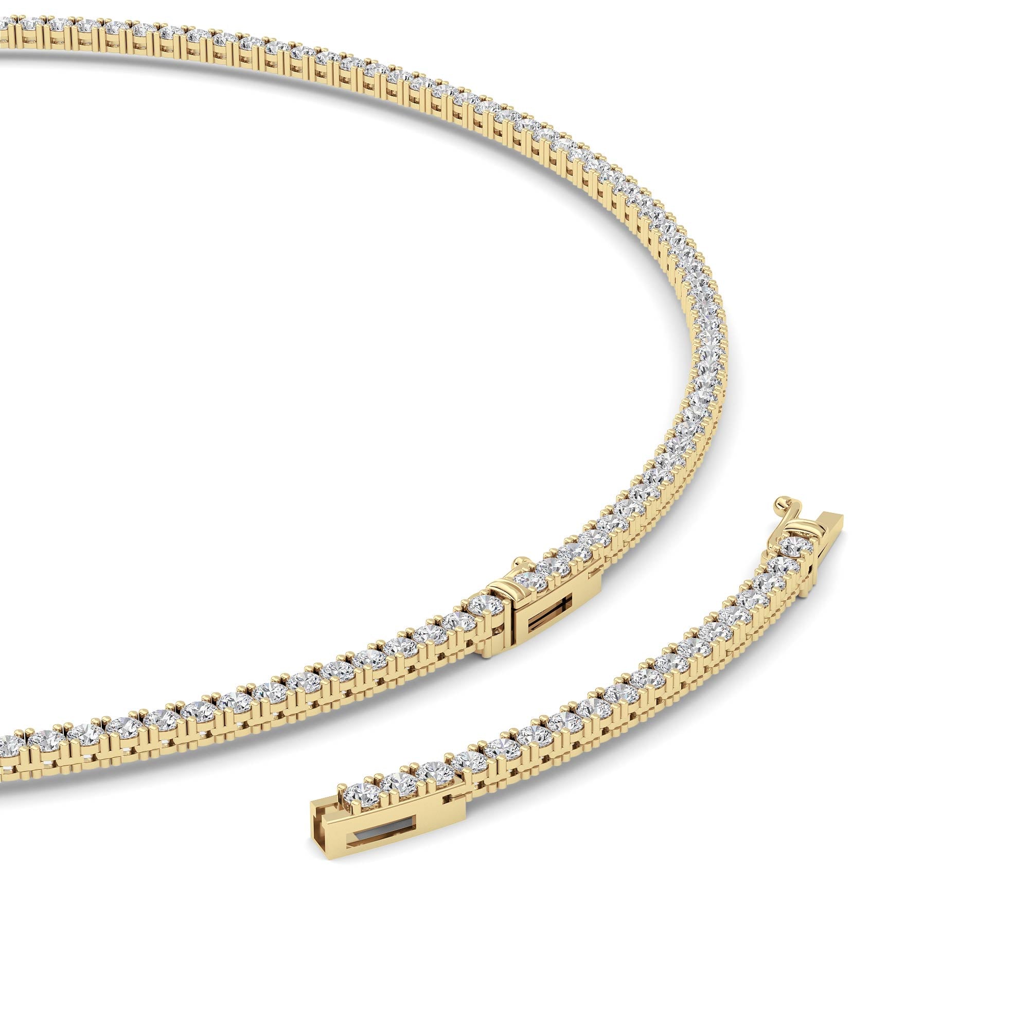 10Cttw Round Shaped Lab Grown Diamond (F/VS) Tennis Necklace in 14K Gold