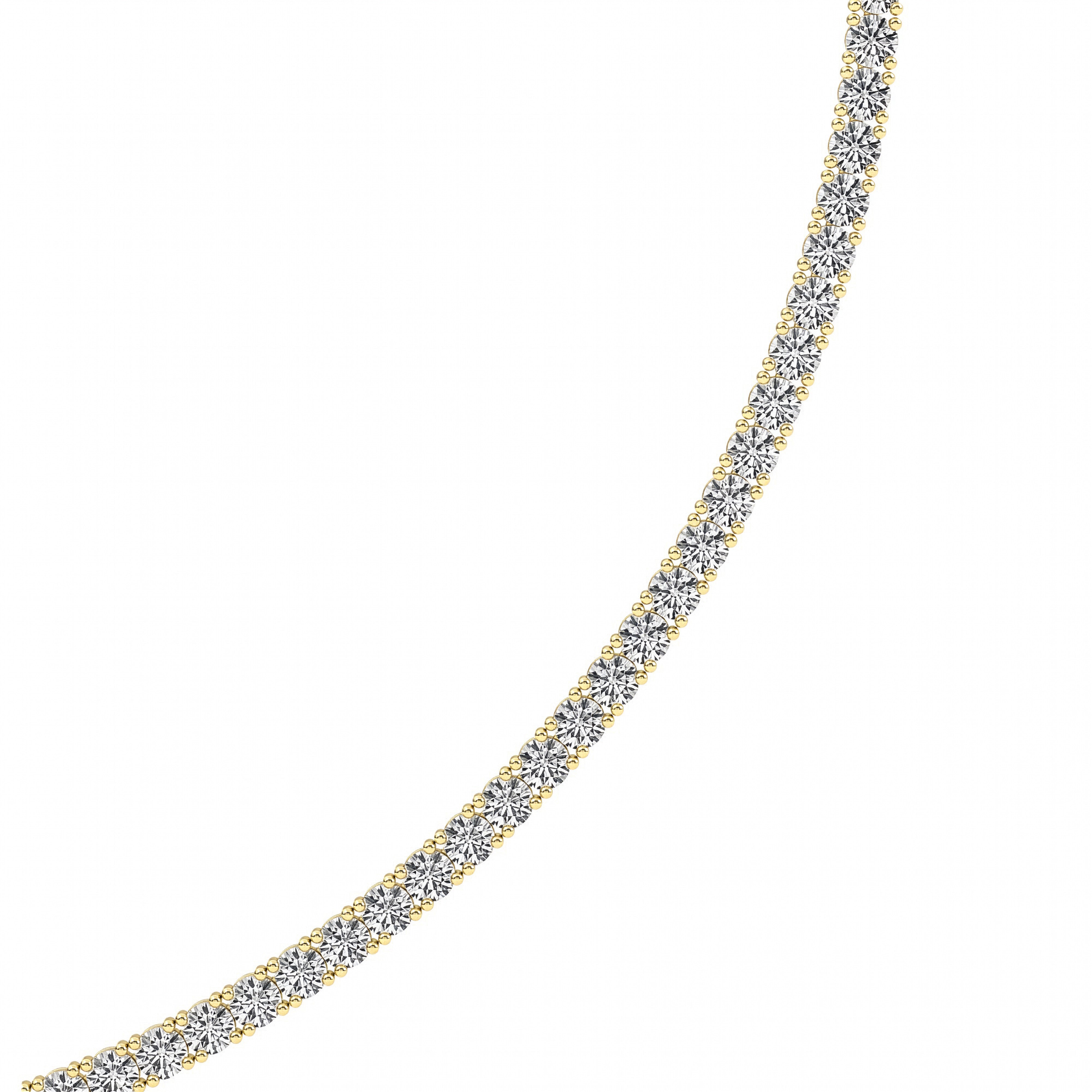 10Cttw Round Shaped Lab Grown Diamond (F/VS) Tennis Necklace in 14K Gold