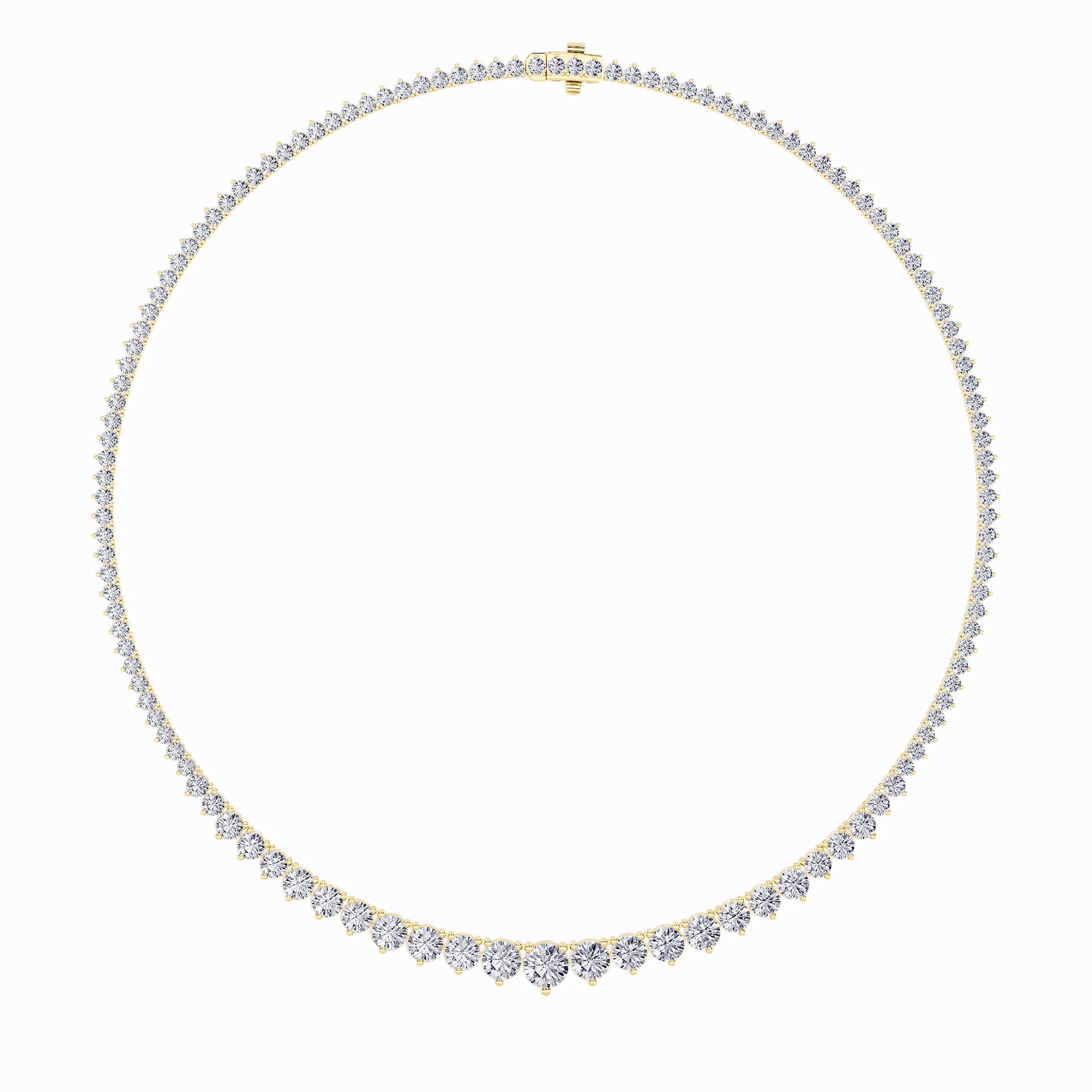 10Cttw Round Shaped Lab Grown Diamond (F/VS) Three Prong Graduating Necklace in 14K Gold