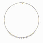 10Cttw Round Shaped Lab Grown Diamond (F/VS) Three Prong Graduating Necklace in 14K Gold
