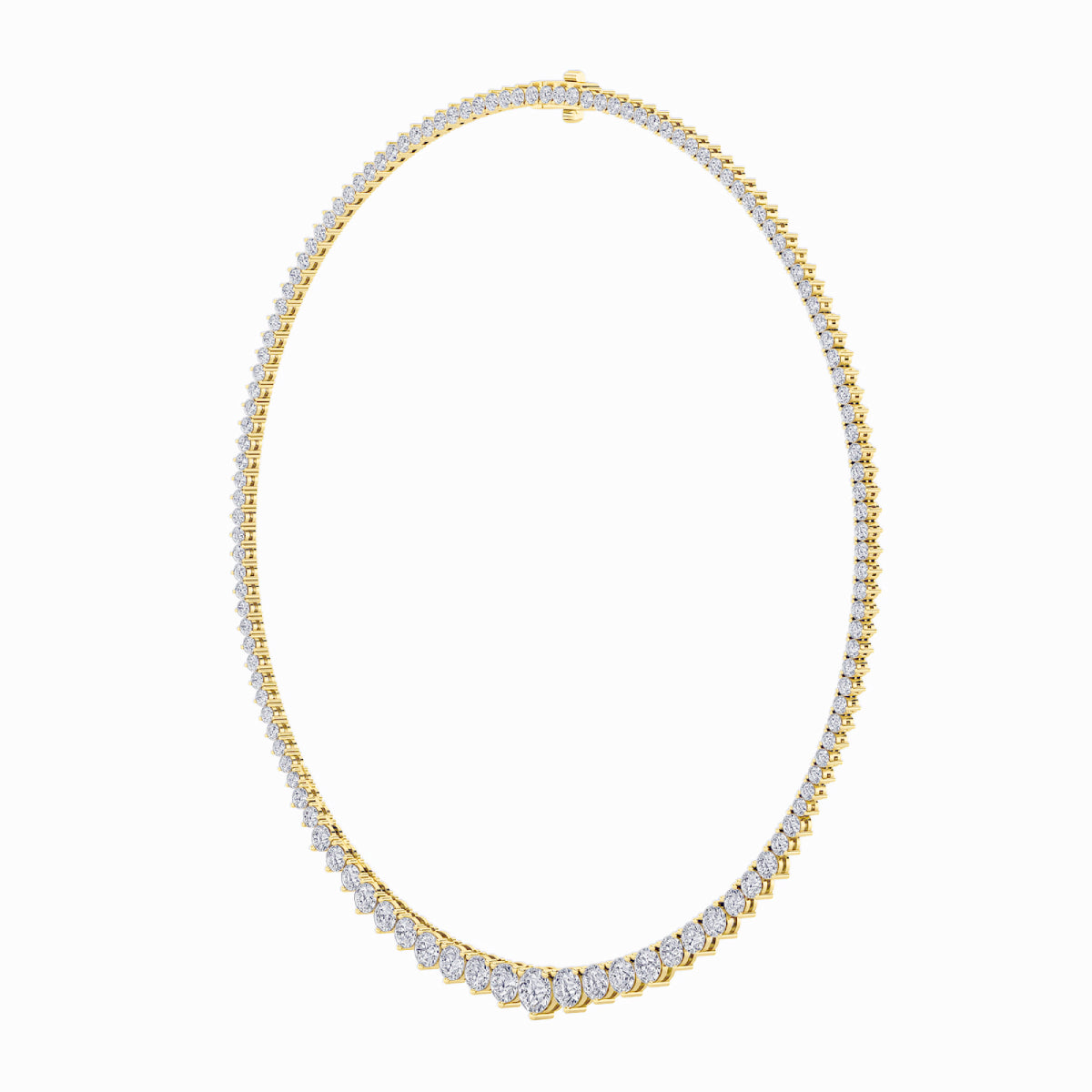 15Cttw Round Shaped Lab Grown Diamond (F/VS) Three Prong Graduating Necklace in 14K Gold