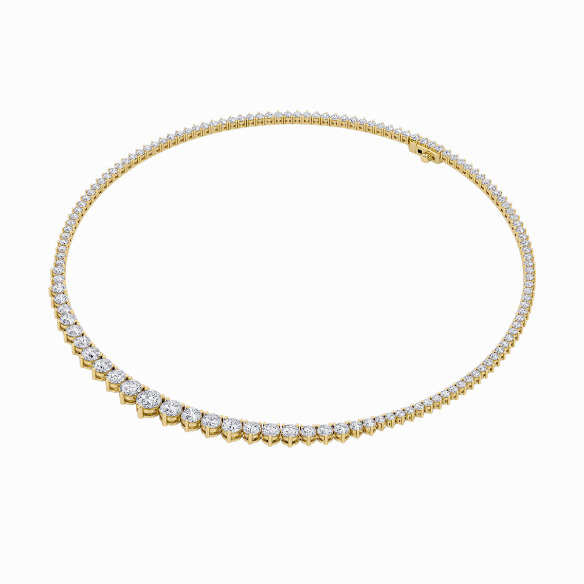 15Cttw Round Shaped Lab Grown Diamond (F/VS) Three Prong Graduating Necklace in 14K Gold