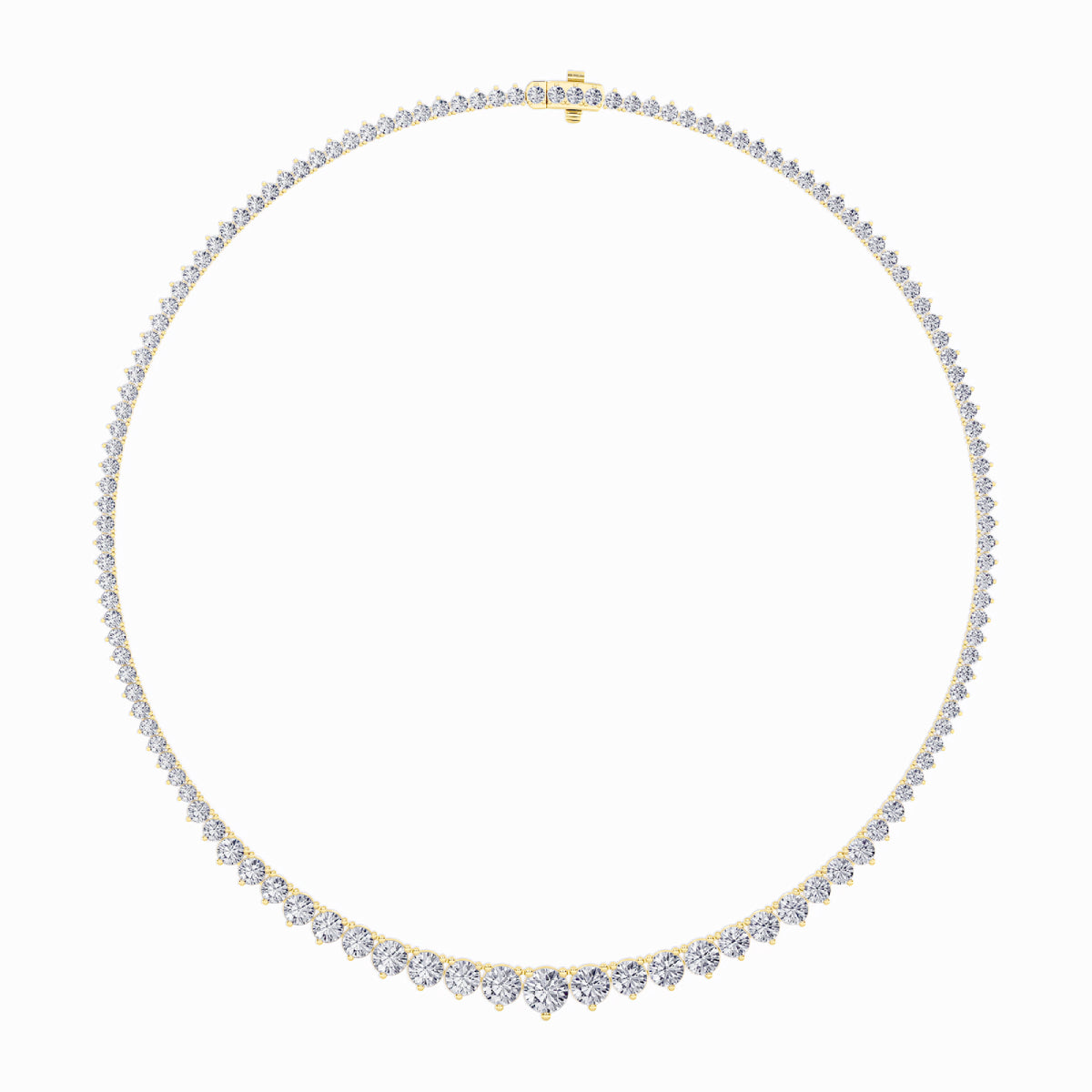15Cttw Round Shaped Lab Grown Diamond (F/VS) Three Prong Graduating Necklace in 14K Gold