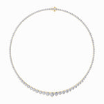 15Cttw Round Shaped Lab Grown Diamond (F/VS) Three Prong Graduating Necklace in 14K Gold