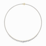 15Cttw Round Shaped Lab Grown Diamond (F/VS) Three Prong Graduating Necklace in 14K Gold