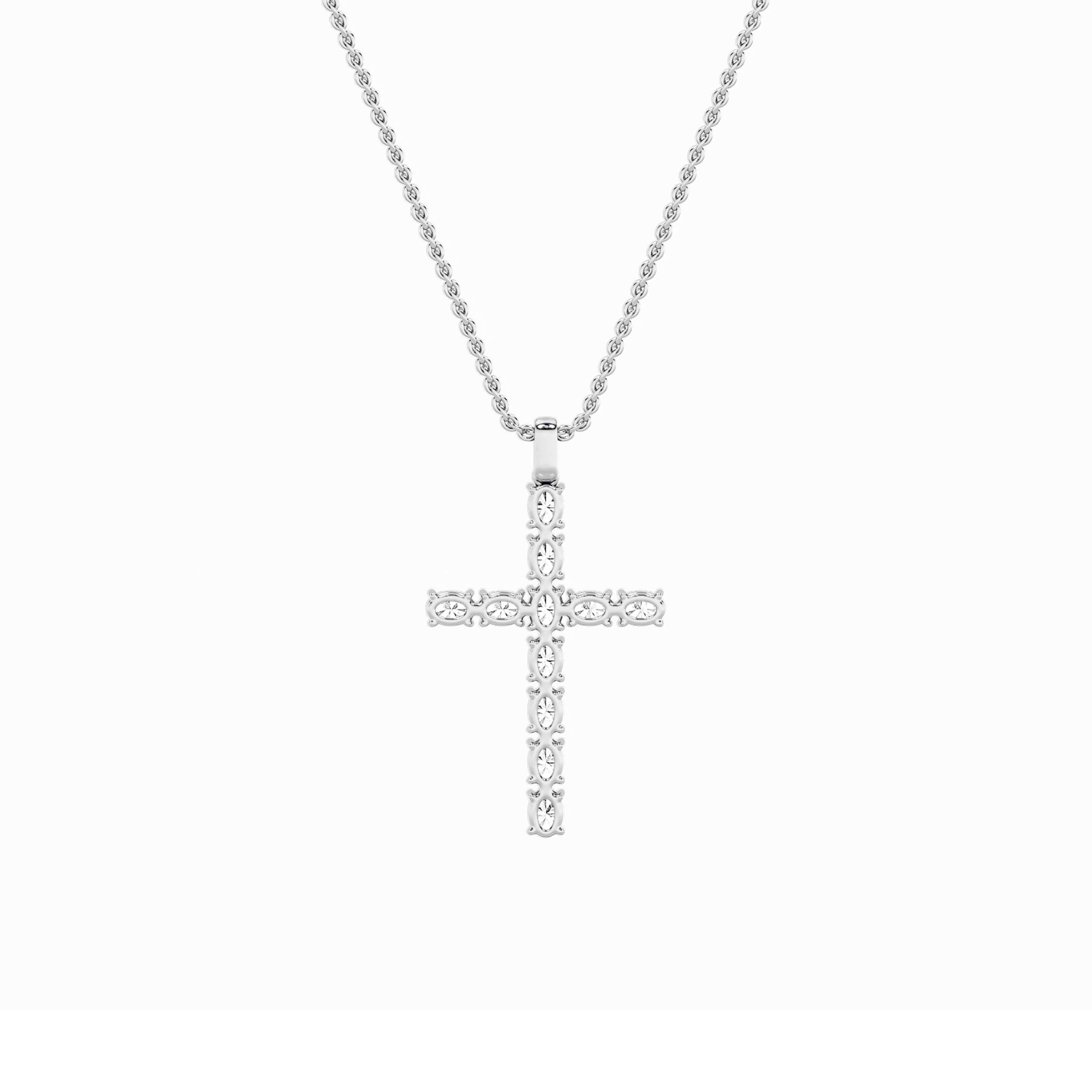 2Cttw Oval Shaped Lab Grown Diamond (F/VS) Cross Pendant in 14K Gold