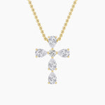 2.5Cttw Pear Shaped Lab Grown Diamond (F/VS) Cross Pendant in 14K Gold