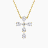 2.5Cttw Pear Shaped Lab Grown Diamond (F/VS) Cross Pendant in 14K Gold