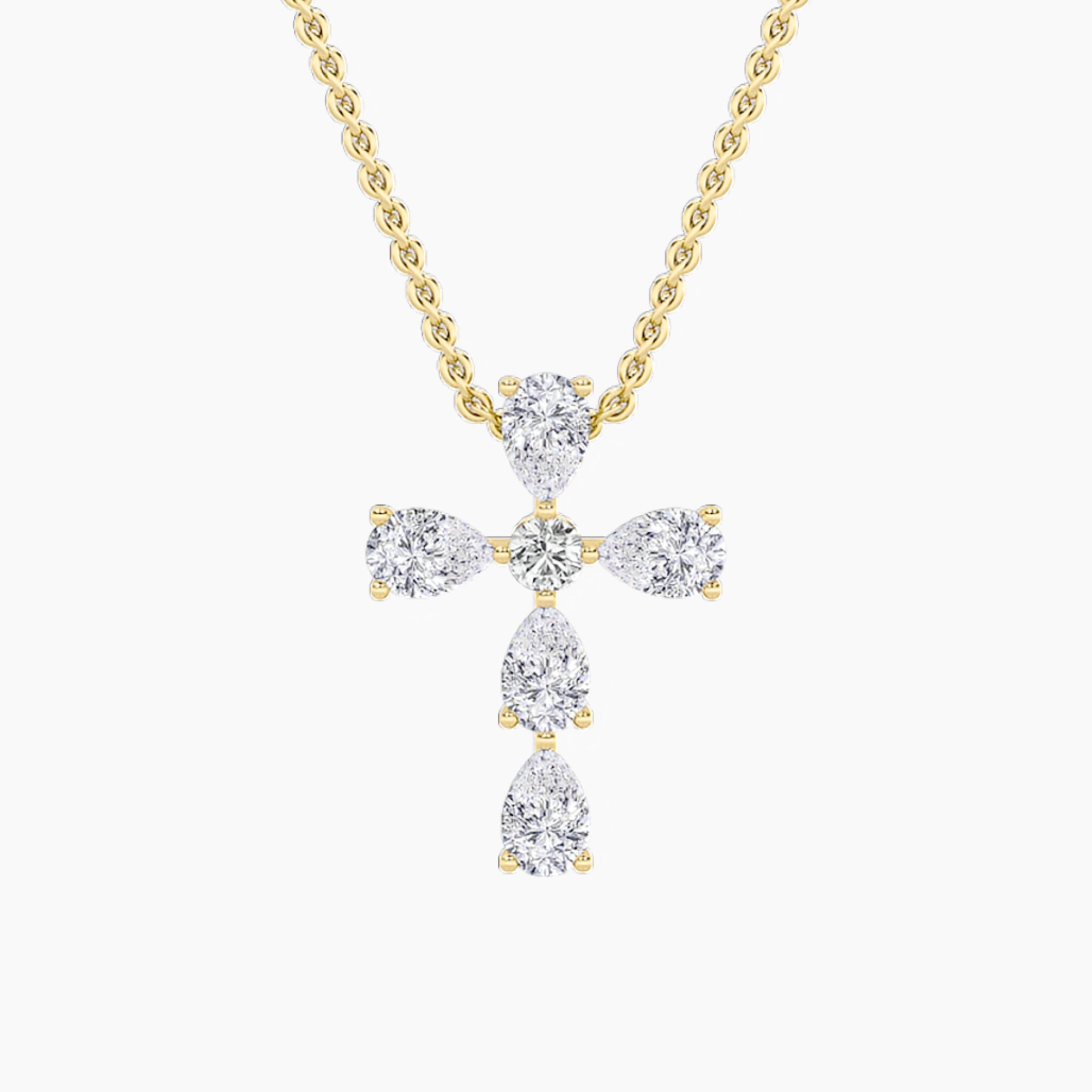 2.5Cttw Pear Shaped Lab Grown Diamond (F/VS) Cross Pendant in 14K Gold