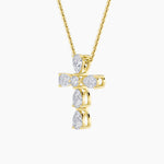 2.5Cttw Pear Shaped Lab Grown Diamond (F/VS) Cross Pendant in 14K Gold