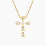 2.5Cttw Pear Shaped Lab Grown Diamond (F/VS) Cross Pendant in 14K Gold