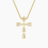 2.5Cttw Pear Shaped Lab Grown Diamond (F/VS) Cross Pendant in 14K Gold