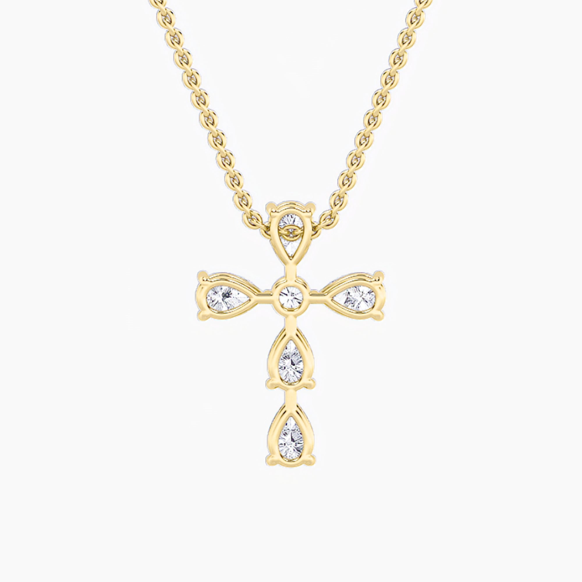 2.5Cttw Pear Shaped Lab Grown Diamond (F/VS) Cross Pendant in 14K Gold