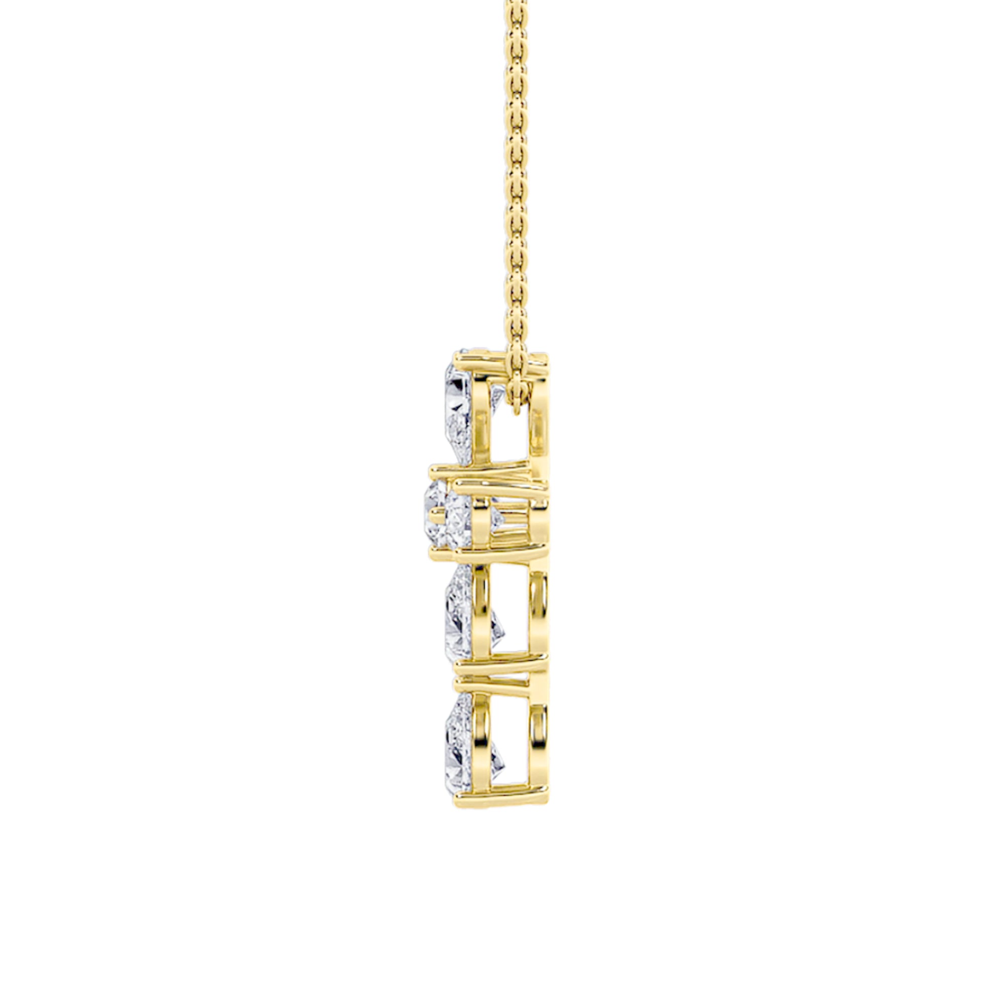 2.5Cttw Pear Shaped Lab Grown Diamond (F/VS) Cross Pendant in 14K Gold