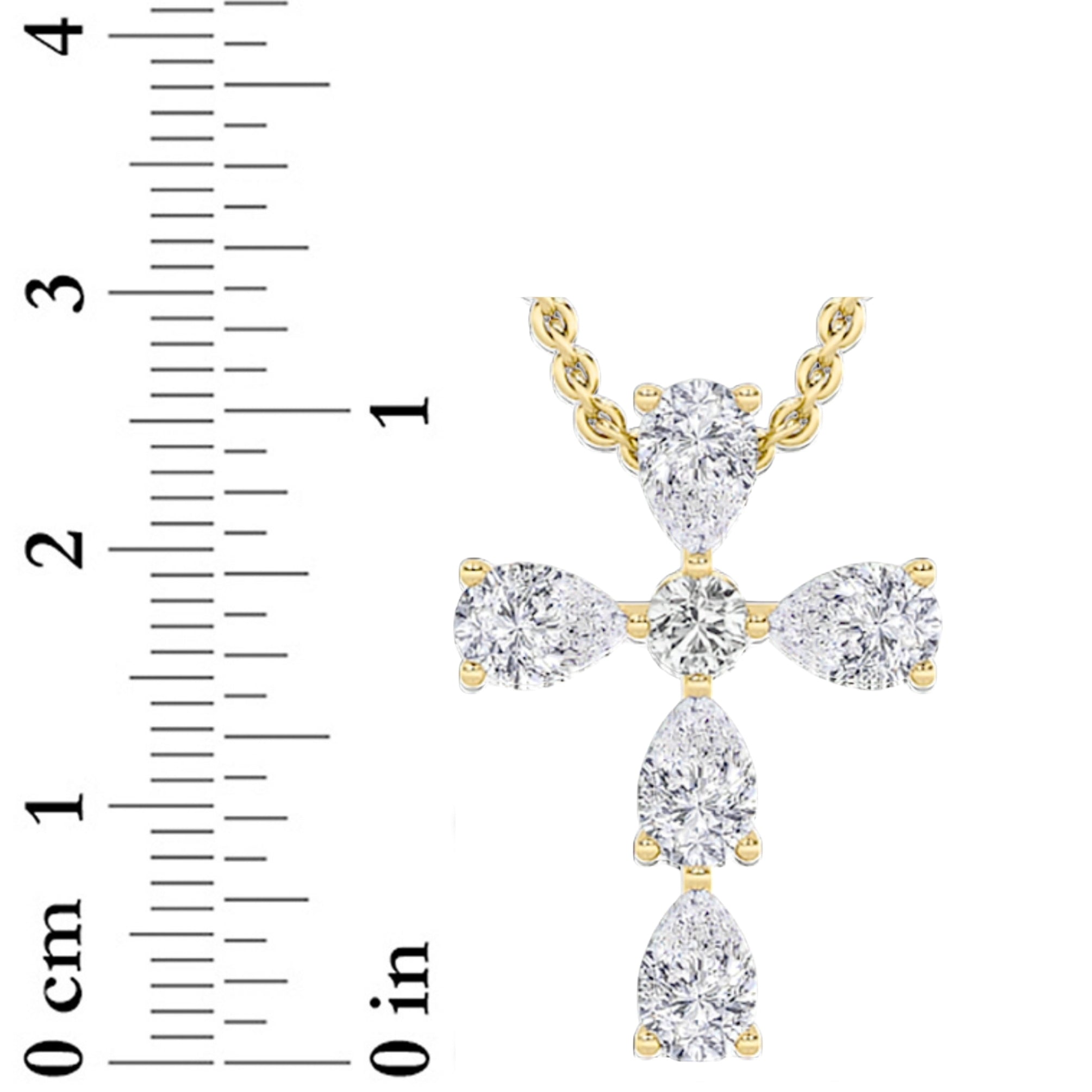 2.5Cttw Pear Shaped Lab Grown Diamond (F/VS) Cross Pendant in 14K Gold