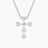 2.75Cttw Pear Shaped Lab Grown Diamond (F/VS) Cross Pendant in 14K Gold