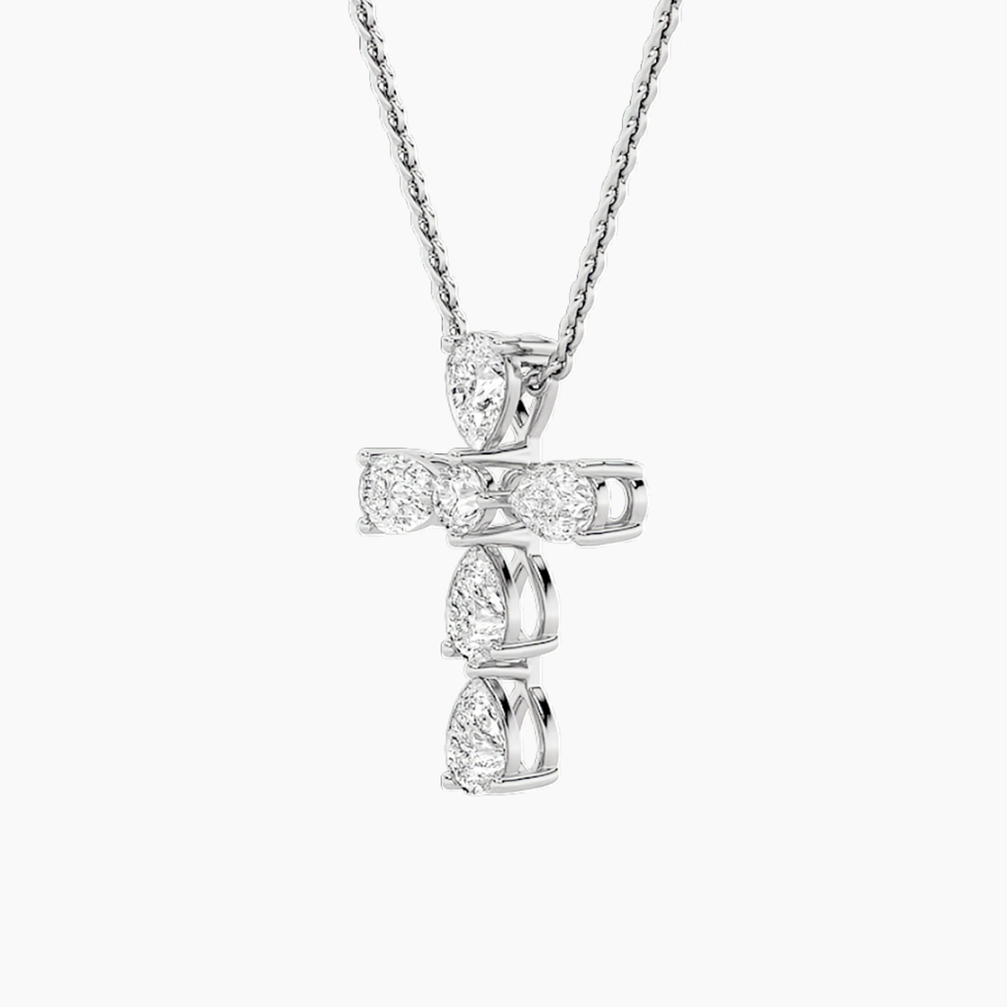 2.75Cttw Pear Shaped Lab Grown Diamond (F/VS) Cross Pendant in 14K Gold