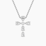 2.75Cttw Pear Shaped Lab Grown Diamond (F/VS) Cross Pendant in 14K Gold