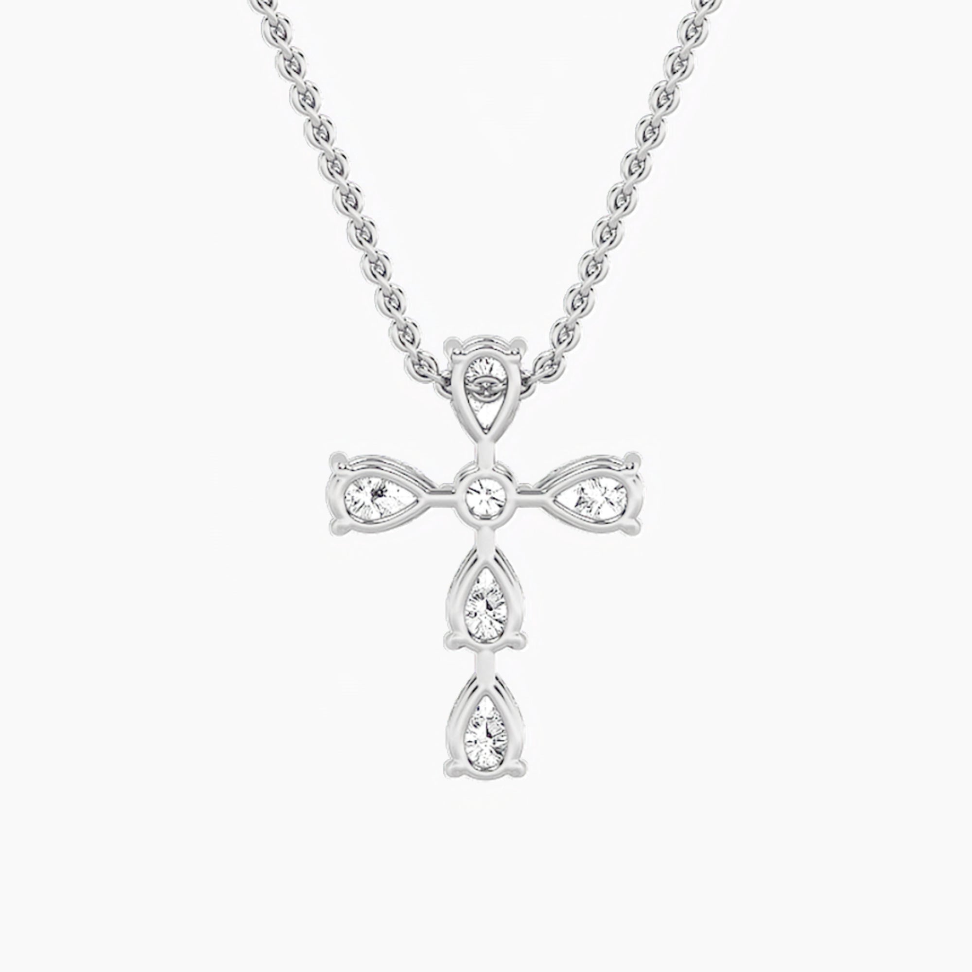 2.75Cttw Pear Shaped Lab Grown Diamond (F/VS) Cross Pendant in 14K Gold