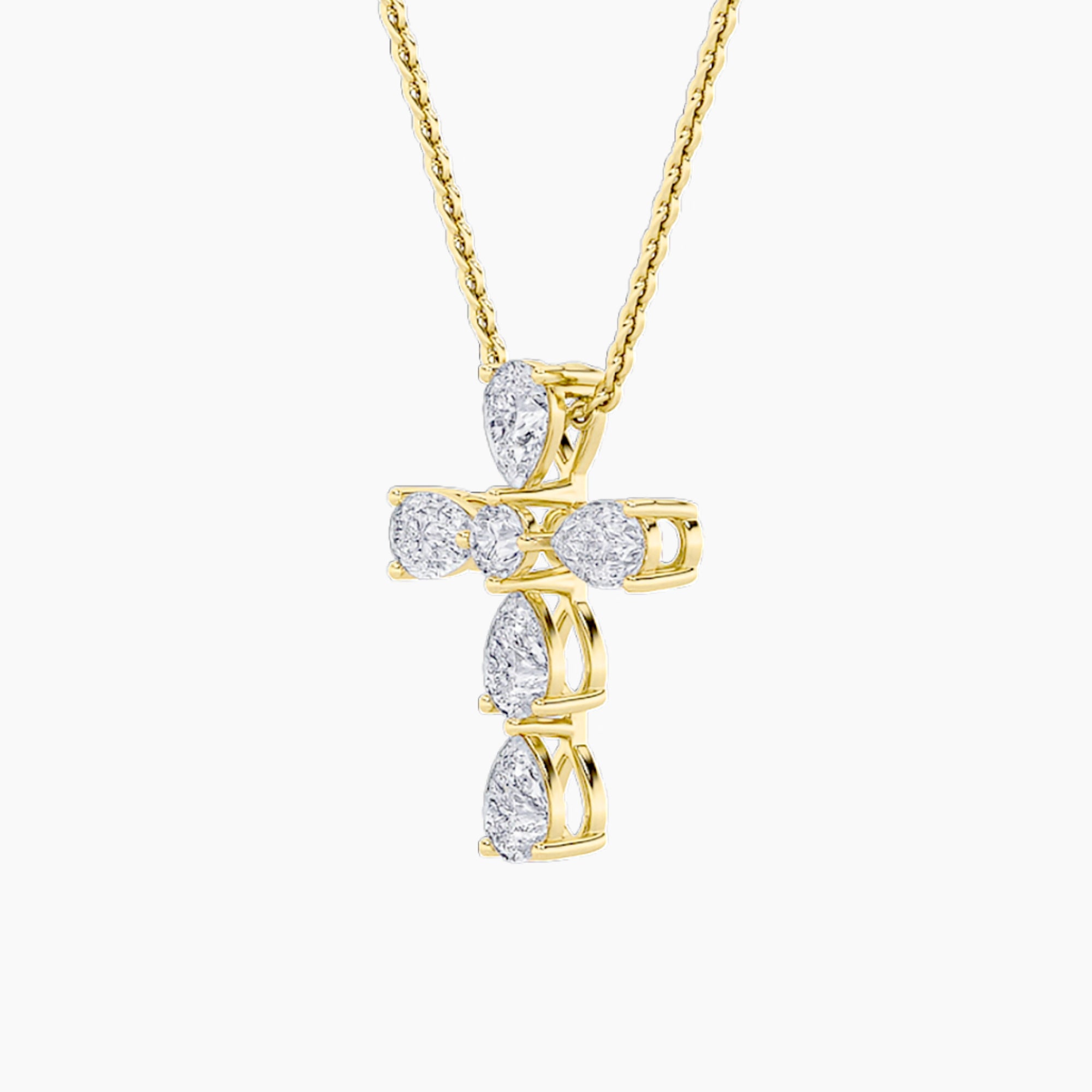 2.75Cttw Pear Shaped Lab Grown Diamond (F/VS) Cross Pendant in 14K Gold