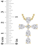 2.75Cttw Pear Shaped Lab Grown Diamond (F/VS) Cross Pendant in 14K Gold