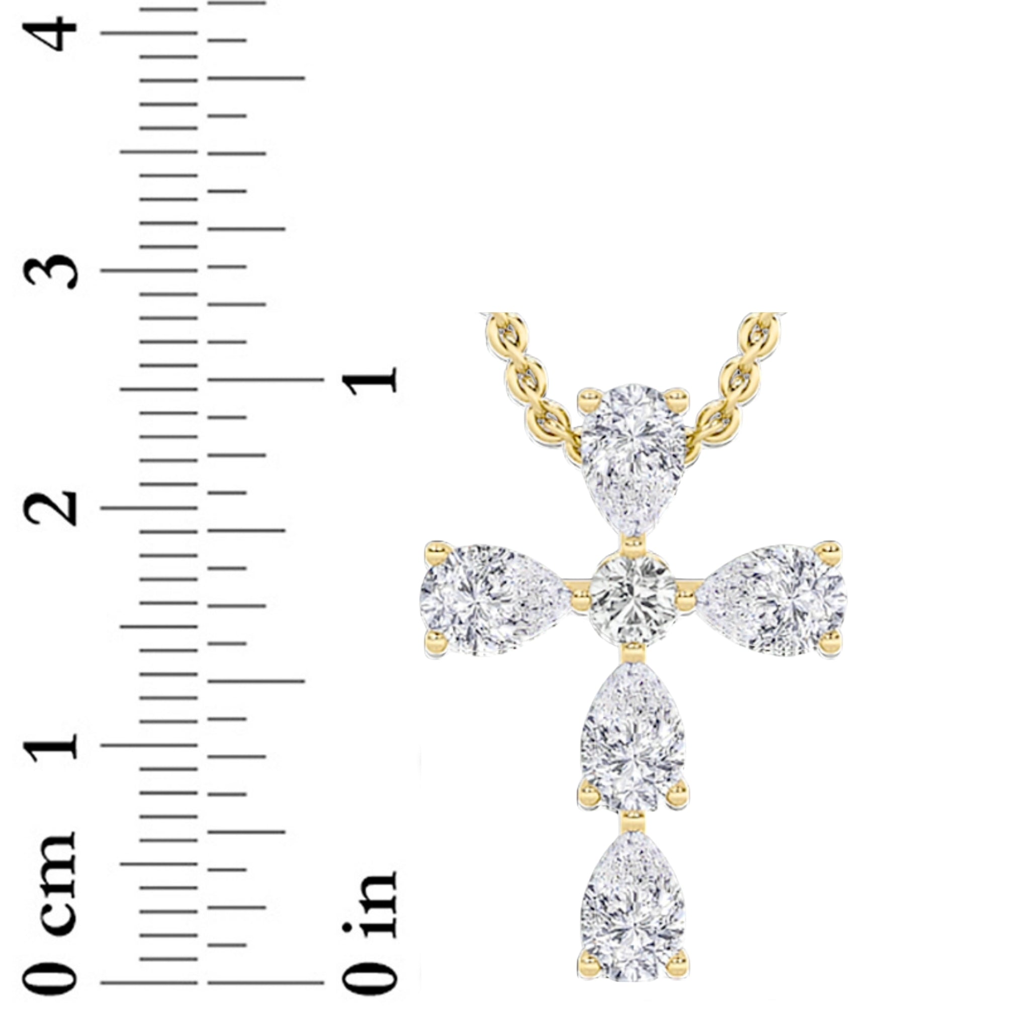2.75Cttw Pear Shaped Lab Grown Diamond (F/VS) Cross Pendant in 14K Gold