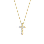 2Cttw Marquise Shaped Lab Grown Diamond (F/VS) Cross Pendant in 14K Gold