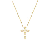 2Cttw Marquise Shaped Lab Grown Diamond (F/VS) Cross Pendant in 14K Gold