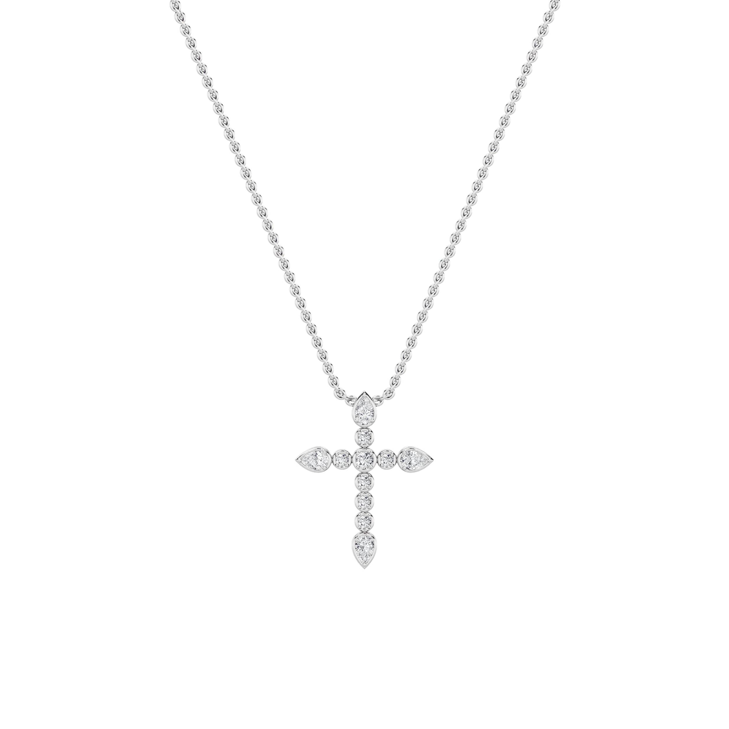 1.5Cttw Pear Shaped Lab Grown Diamond (F/VS) Cross Pendant in 14K Gold