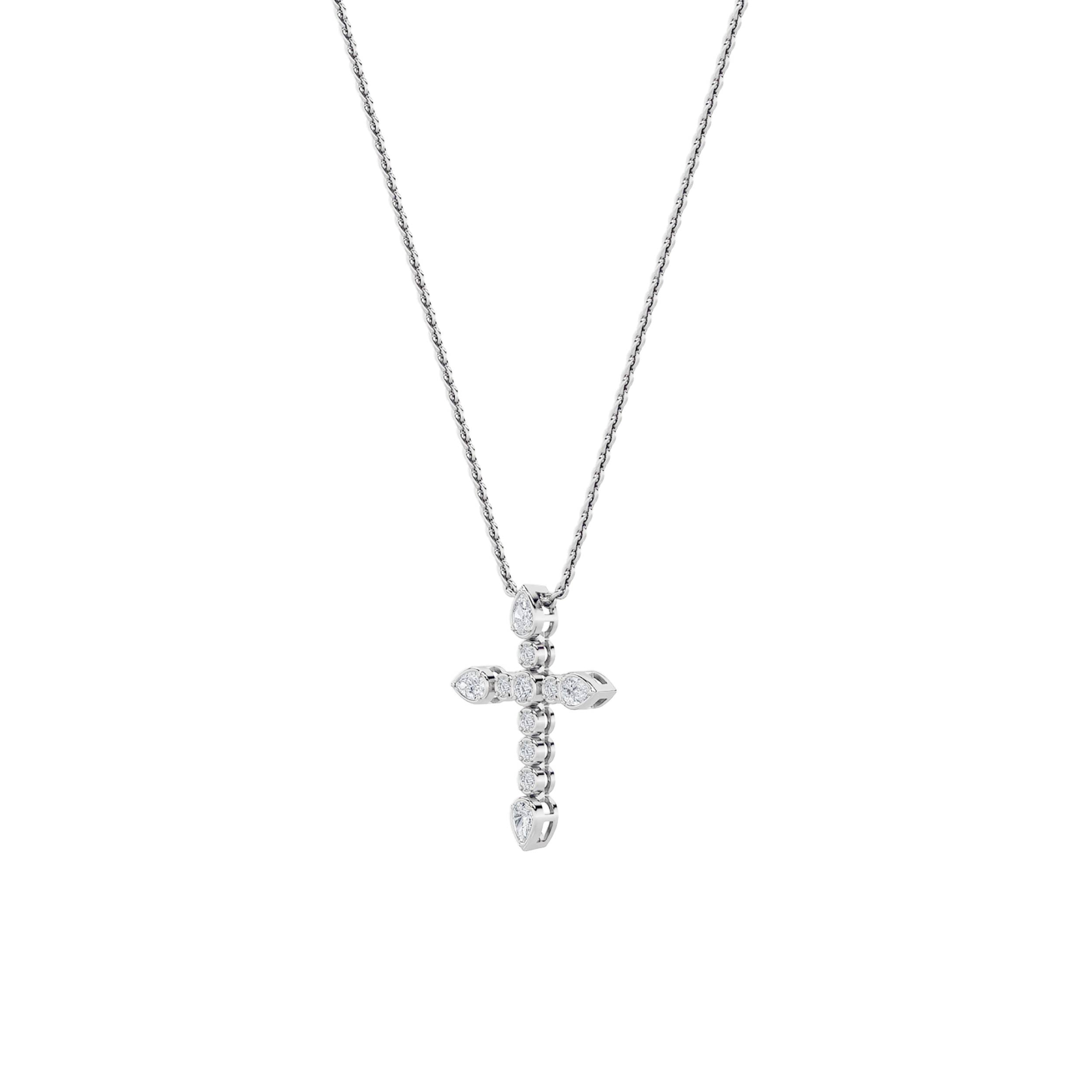 1.5Cttw Pear Shaped Lab Grown Diamond (F/VS) Cross Pendant in 14K Gold