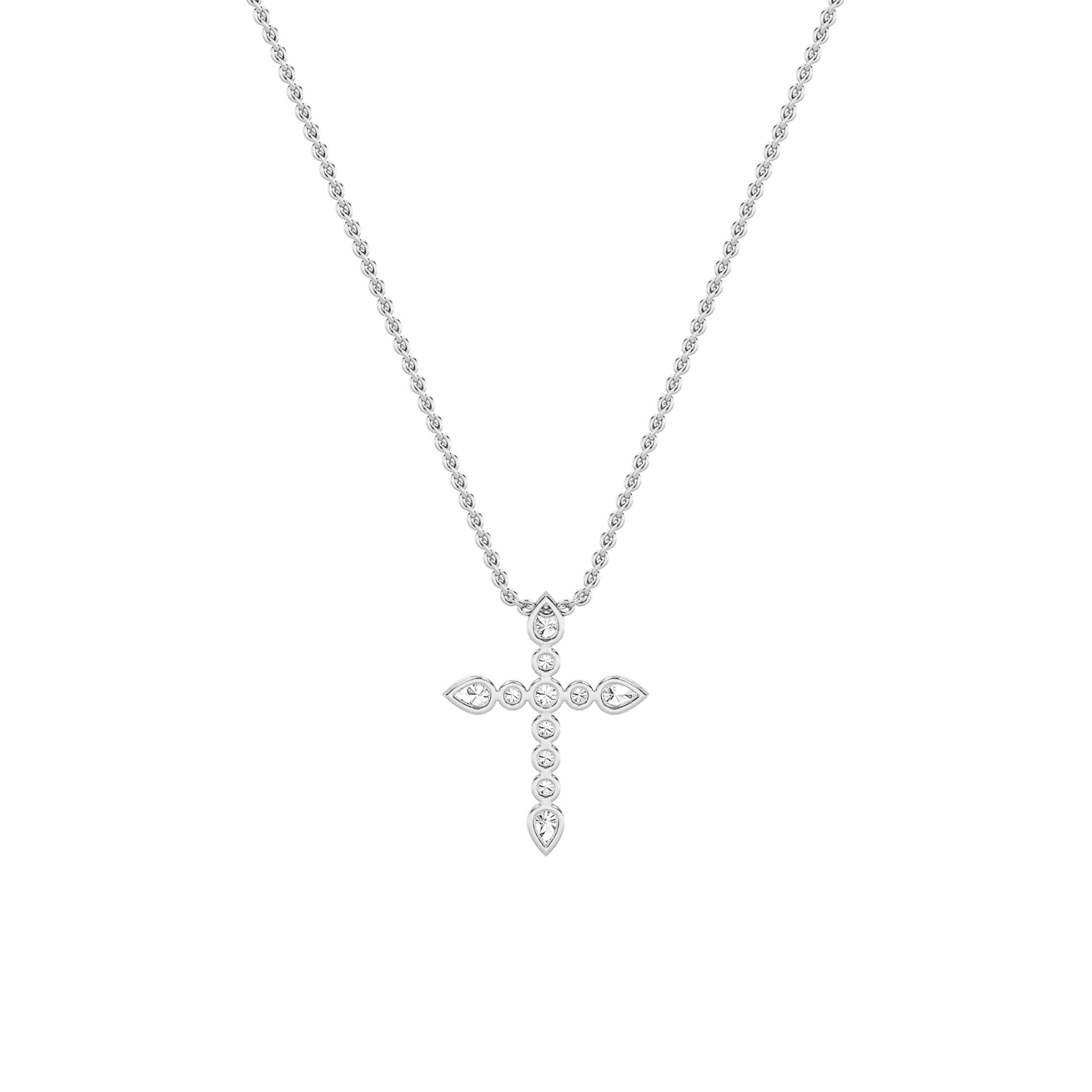 1.5Cttw Pear Shaped Lab Grown Diamond (F/VS) Cross Pendant in 14K Gold