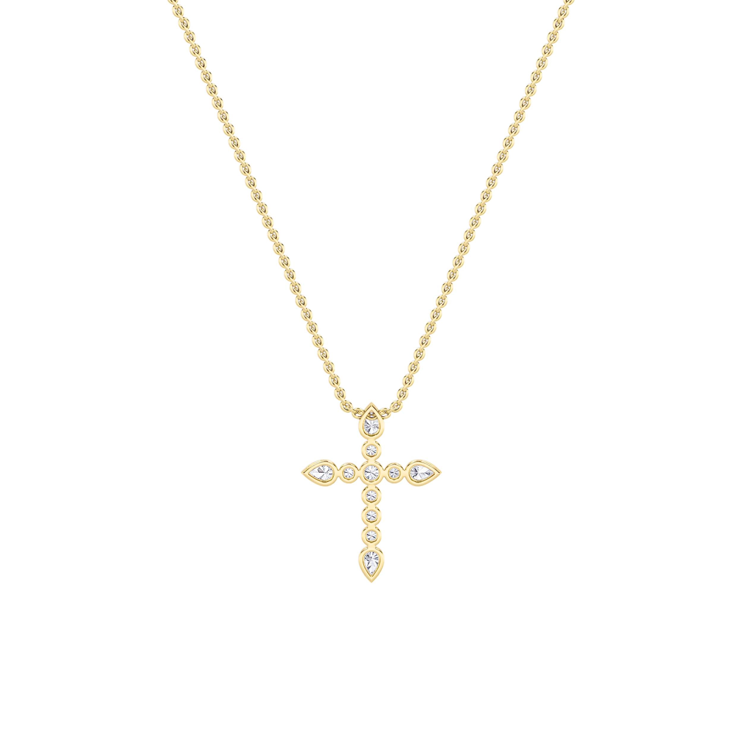 1.5Cttw Pear Shaped Lab Grown Diamond (F/VS) Cross Pendant in 14K Gold