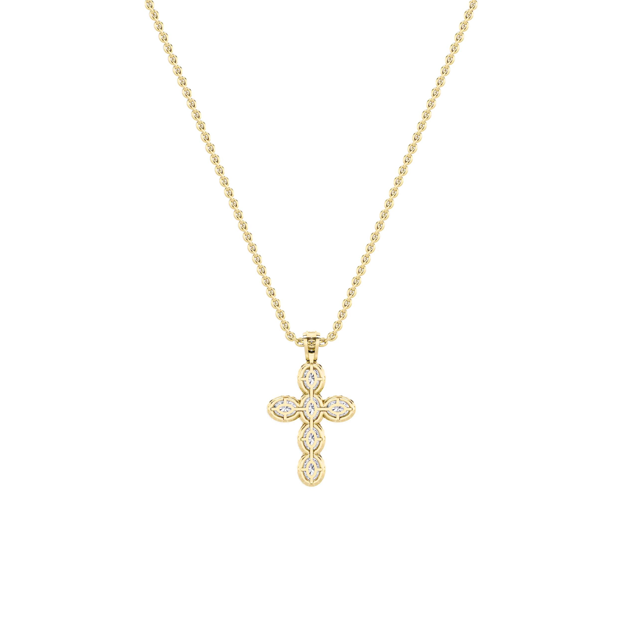 3Cttw Oval Shaped Lab Grown Diamond (F/VS) Cross Pendant in 14K Gold