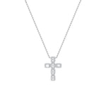 3Cttw Emerald Shaped Lab Grown Diamond (F/VS) Cross Pendant in 14K Gold