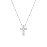 3Cttw Emerald Shaped Lab Grown Diamond (F/VS) Cross Pendant in 14K Gold