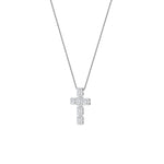 3Cttw Emerald Shaped Lab Grown Diamond (F/VS) Cross Pendant in 14K Gold