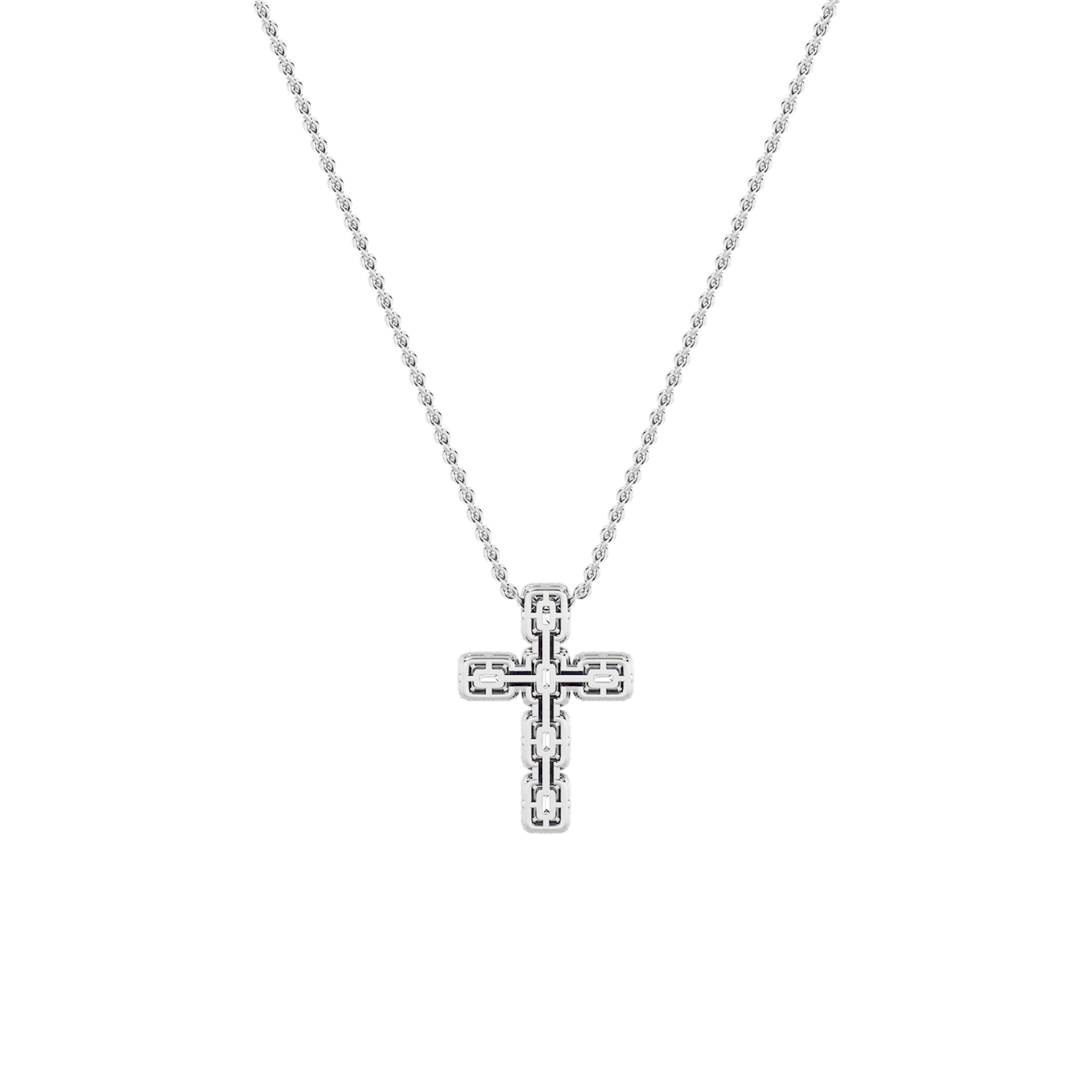 3Cttw Emerald Shaped Lab Grown Diamond (F/VS) Cross Pendant in 14K Gold