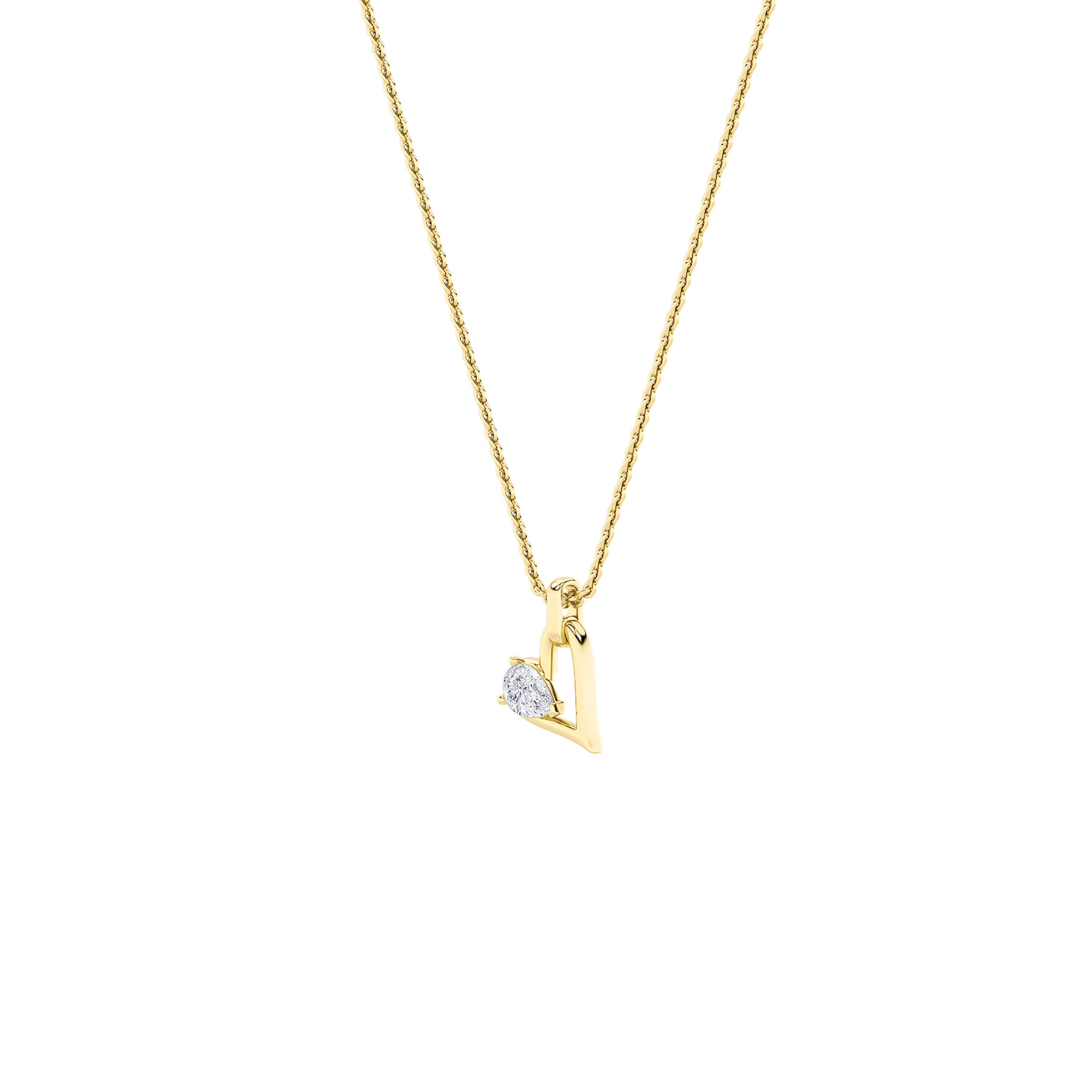 1Cttw Pear Shaped Lab Grown Diamond (F/VS) Heart Shaped Dangle Pendant in 14K Gold