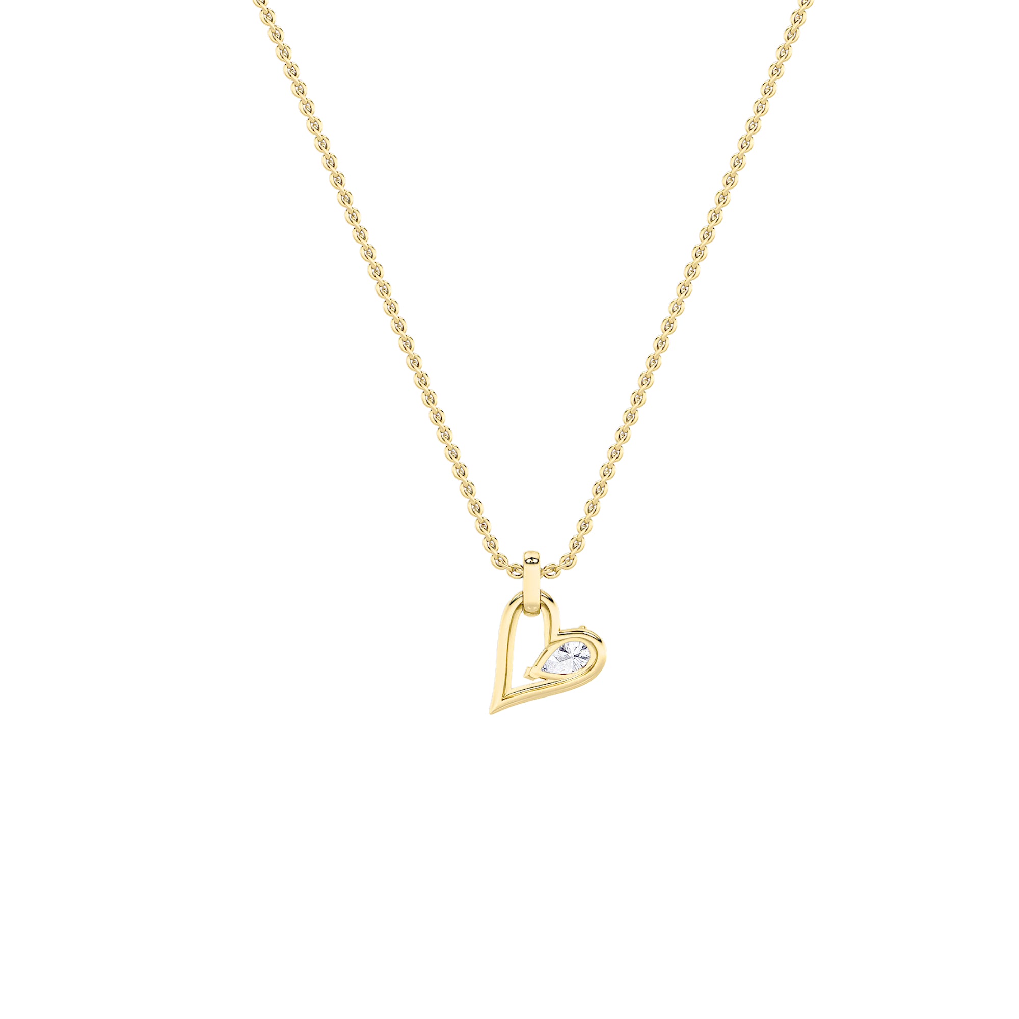 1Cttw Pear Shaped Lab Grown Diamond (F/VS) Heart Shaped Dangle Pendant in 14K Gold